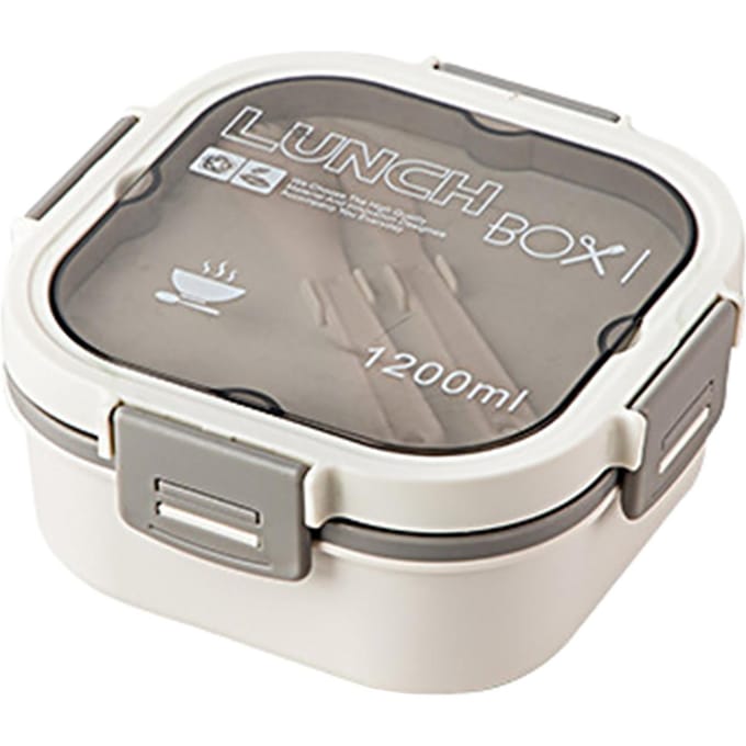 Dubbele laag salade lunchcontainer 4-compartimenten met sauscontainer vork lepel voedselbereiding opslag Type 1 wit