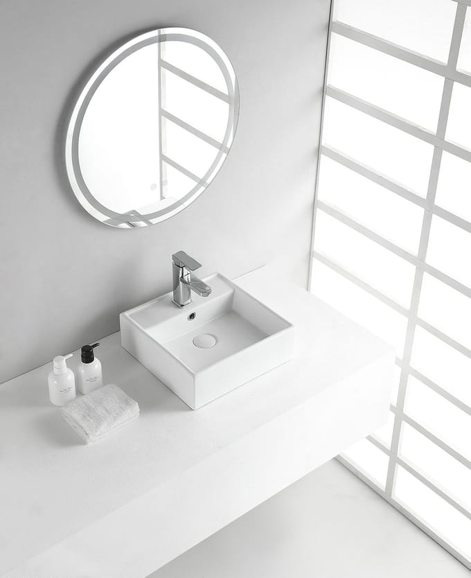 Wiesbaden Larx Waskom 38,5 x 38,5 x 13 cm - Keramiek Glans Wit