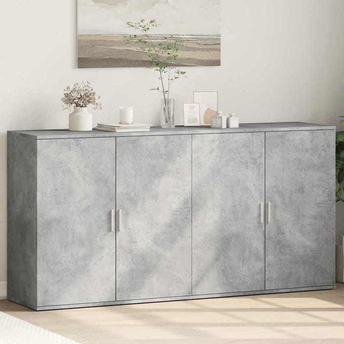 vidaXL - Dressoirs - 2 - st - 79x38x80 - cm - bewerkt - hout - betongrijs
