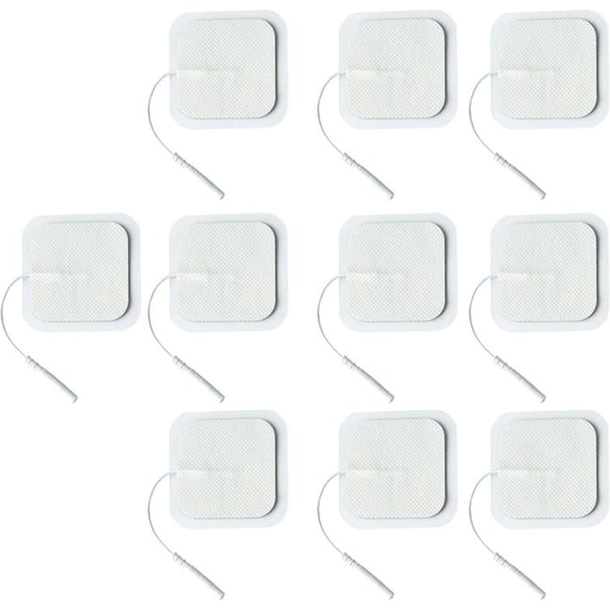 10 pièces 5 cm Patchs Électrodes 2 mm Connecteur à Broche Remplacement Réutilisable Patchs Électrodes Massants pour Électrothérapie white