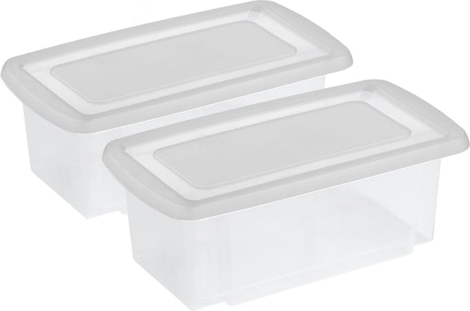Sunware 2x stuks opslagbox kunststof 7 liter transparant 38 x 21 x 14 cm met afsluitbare deksel