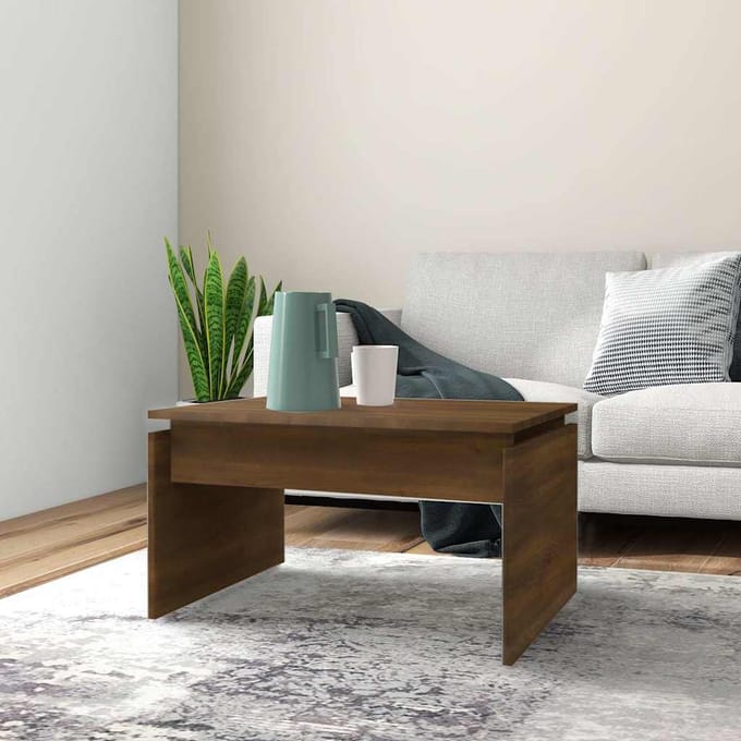 vidaXL - Salontafel - 68x50x38 - cm - bewerkt - hout - bruin - eikenkleur