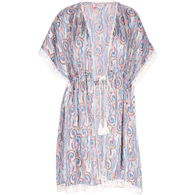 IZIA Kimono Dames Blauw Veelkleurig