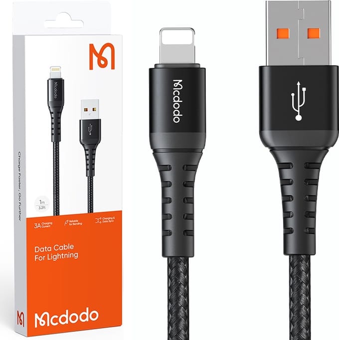 Data- en Oplaadkabel USB-A - Lightning McDodo CA-2261, 18W, 1m, Zwart