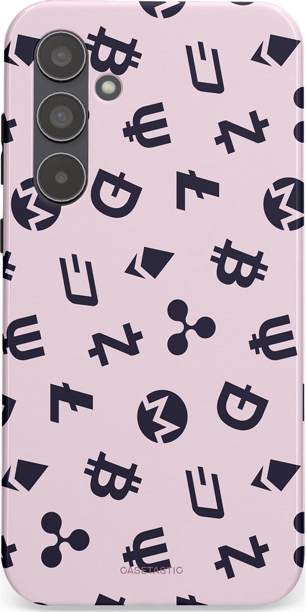 Casetastic hoesje geschikt voor Samsung Galaxy A55 - Dubbellaagse bescherming - Crypto flow - Fashion Case - Lichtgrijs Donkergrijs Wit