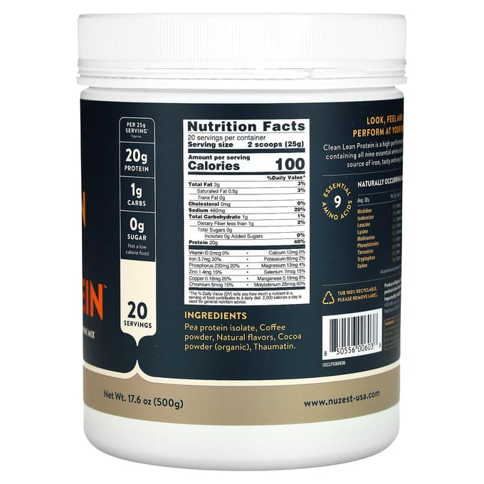 Nuzest, Clean Lean Protein, Echte Koffie, 17,6 oz (500 gr)