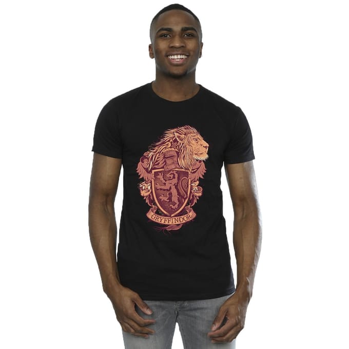 Harry Potter Heren Gryffindor Schets Crest T-Shirt (Zwart)