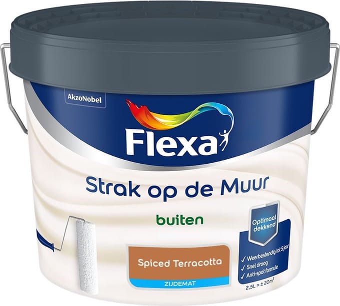 Flexa - Strak Op De Muur Buiten Zijdemat - Spiced Terracotta - Mengverf - 2,5 L
