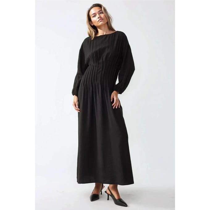 langen mouwen crew neck maxi jurk