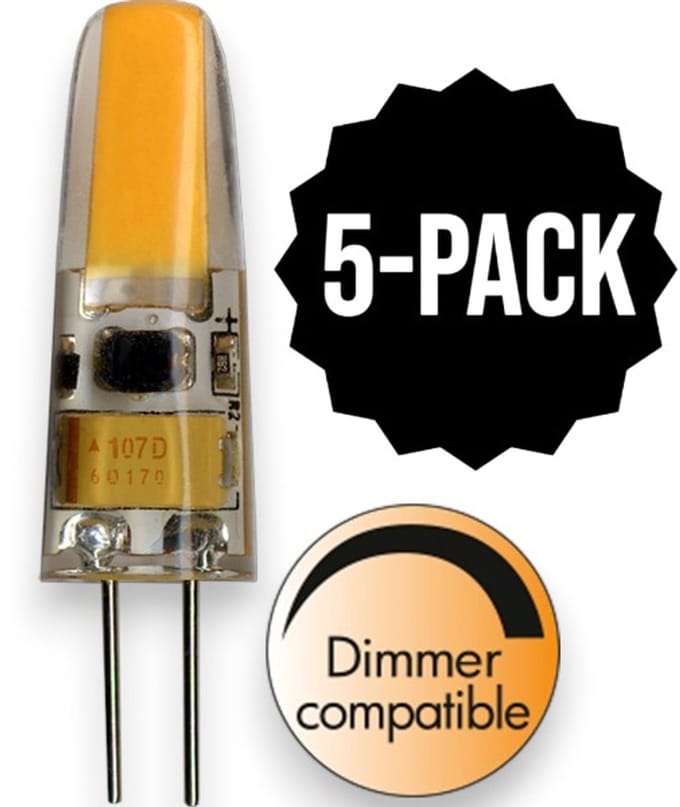 5-Pack | Capsule steeklampje - G4 - 1.4W - Extra Warm Wit - 2700K - Dimbaar