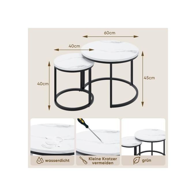 Table basse ronde - MUVOE - 60cm - Blanc - Métal - Design moderne wit