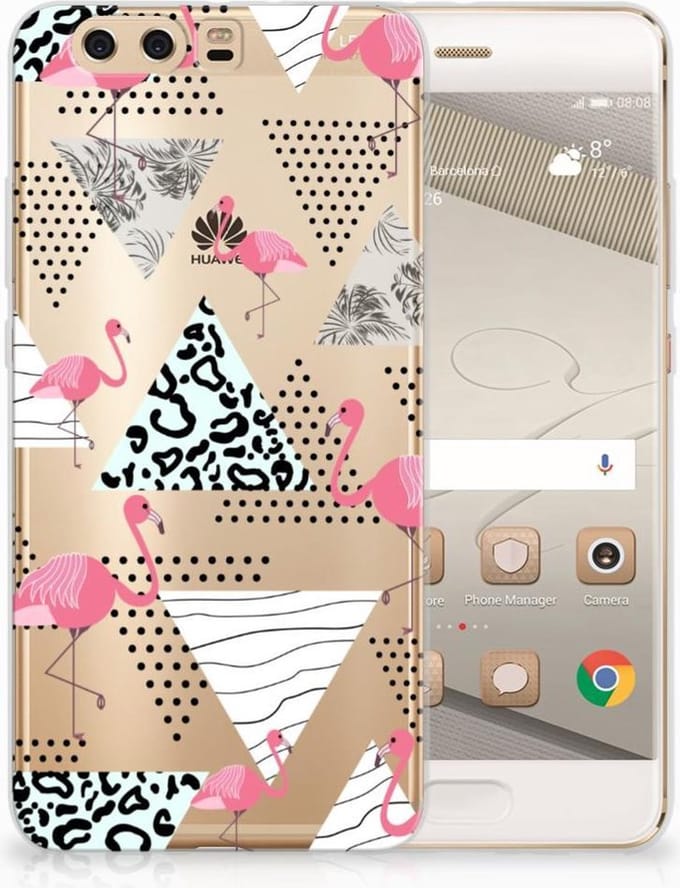 Huawei P10 Plus TPU Hoesje Flamingo Triangle