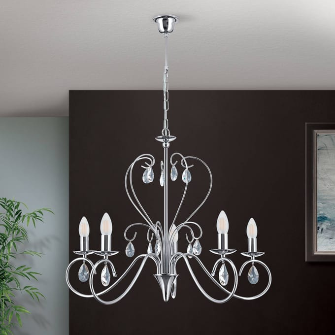 ORION Kroonluchter Alessia 5-lamps kristalglas chroom