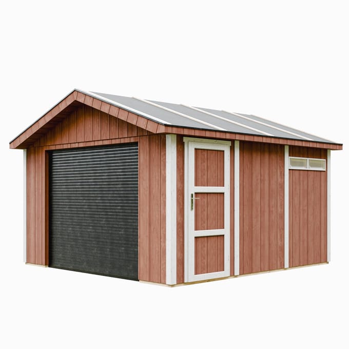 Timbela M990B-REDWOOD RED - LP SmartSide Garage - 13 m² - 412x378xH269 cm - met verf
