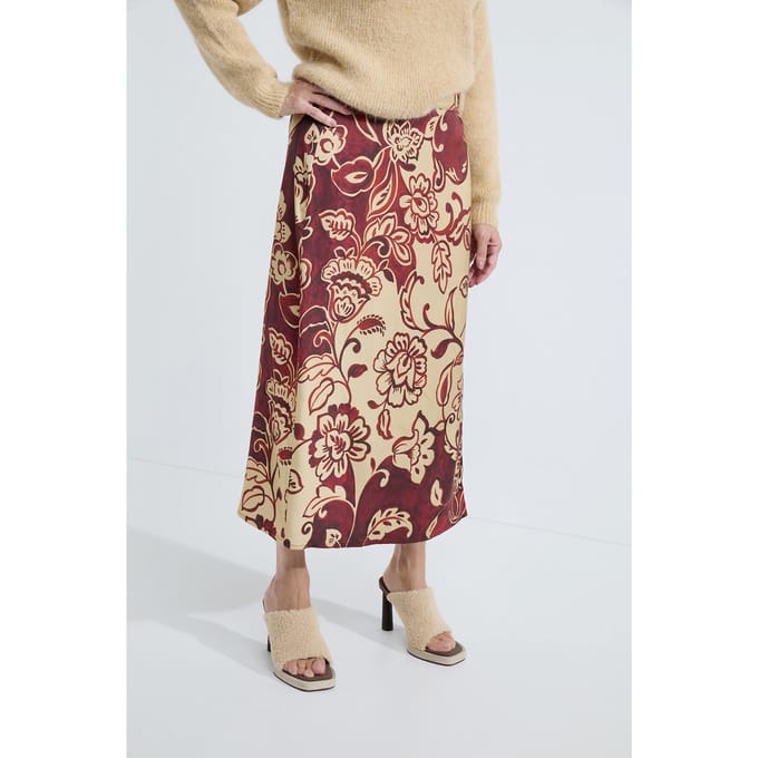 Josephine & Co Adeline Skirt Camel Print Maat: 40 | Midi Rokken Outlet | Dames | Beige