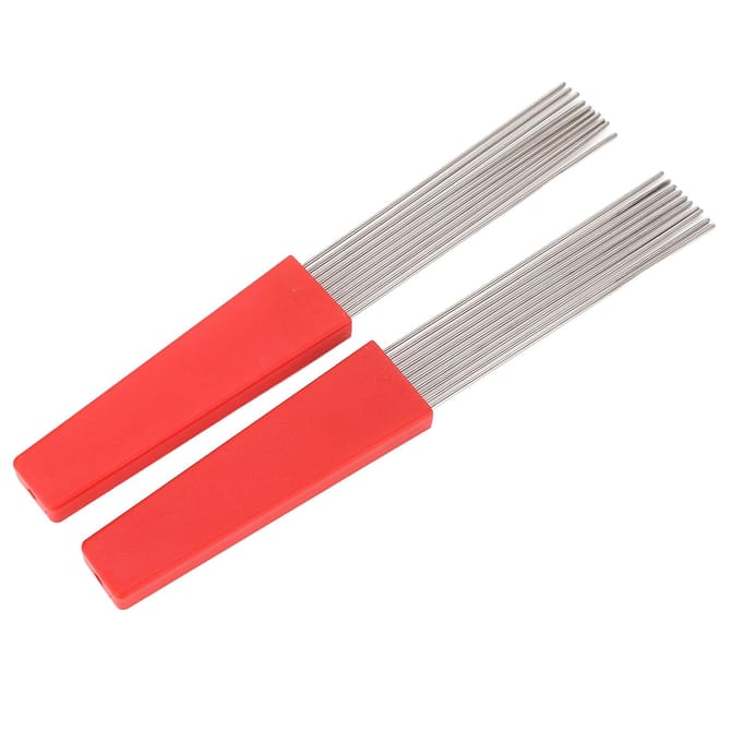 2 STUKS Guiro Schraper Borstel Ergonomisch Ontwerp Plastic en Roestvrij Staal Latijns-Amerikaanse Percussie Kamstijl red