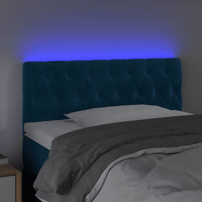 vidaXL - Hoofdbord - LED - 90x7x78/88 - cm - fluweel - donkerblauw