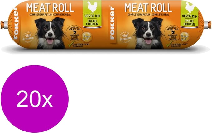 Fokker Meatroll - Hondenvoer - 20 x Kip Zalm 800 g