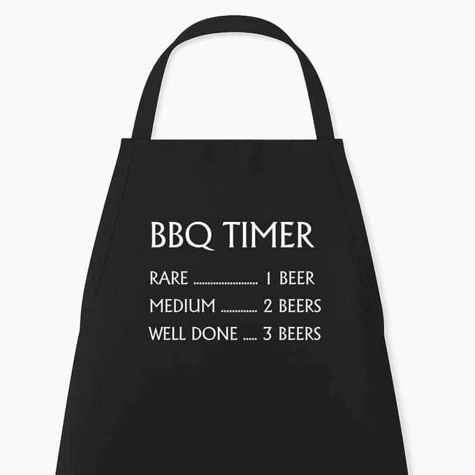 BBQ Keukenschort "BBQ Timer" | Grappig Kerstcadeau & Sinterklaas | Zwart | BBQ kookschort