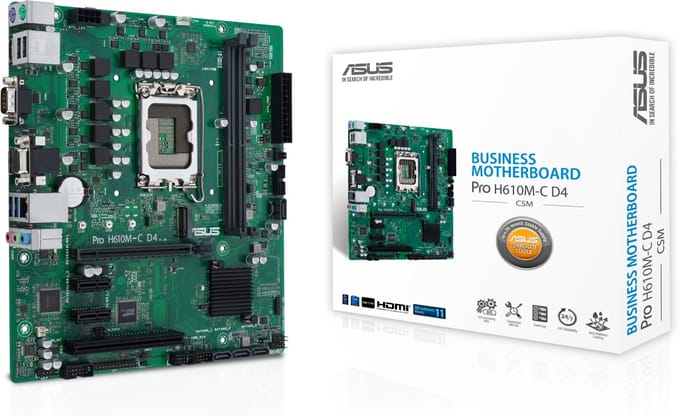 ASUS PRO H610M-C D4-CSM Moederbord - Intel H610 - Intel LGA1700 - DDR4 RAM - Micro-ATX