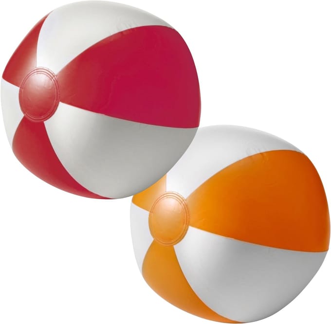 Impression Strandbal - opblaasbaar - zwembad speelgoed - rood / oranje set - D26 cm