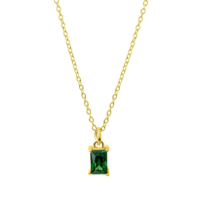 Celesta Silber Anhänger mit Kette 925/- Sterling Silber vergoldet Zirkonia grün