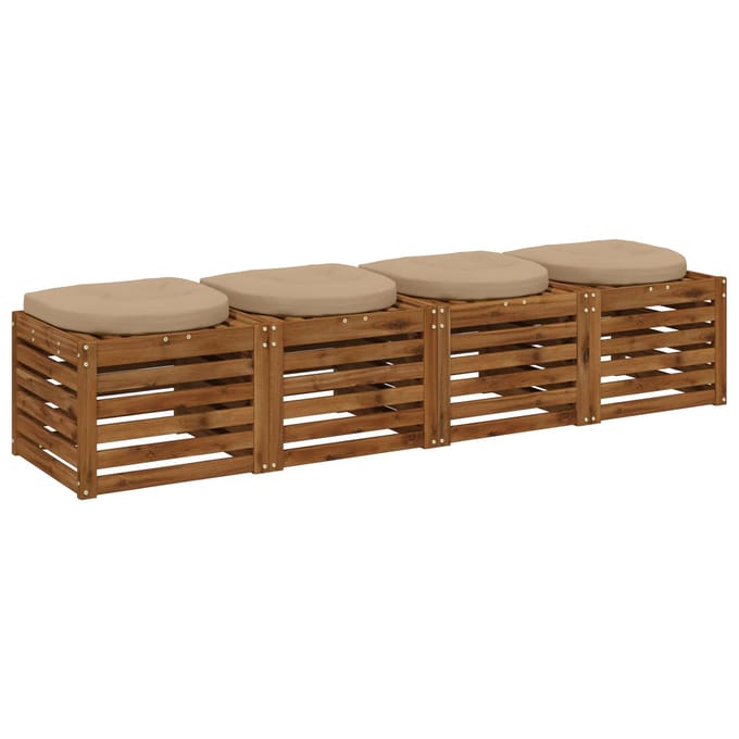 vidaXL - 4-Piece - Zitkussens - 4 - st - 100% - Polyester - Zand - 45 - x - 45 - x - 5 - cm
