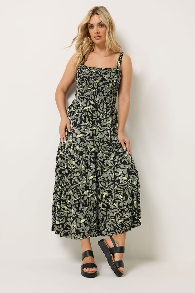 Yours Zwarte Midijurk Met Smockwerk Size 54-56