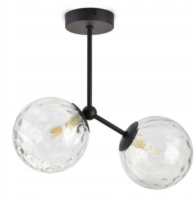 Moderne Plafondlamp met Glazen Bollen, G9, Zwart Mat