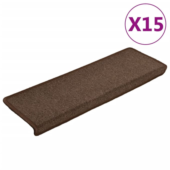 vidaXL - Trapmatten - 15 - st - 65x21x4 - cm - Bruin - Rechthoekige - Rand
