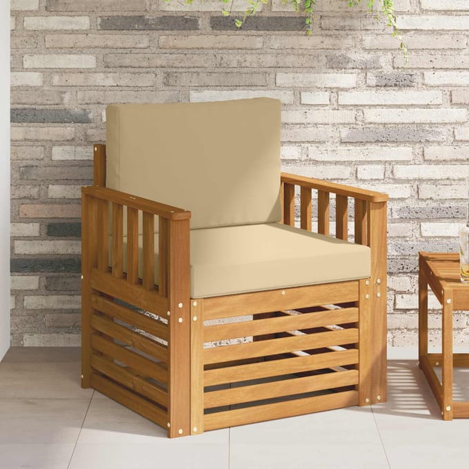vidaXL - Buiten - bank - set - Massief - Acacia - Hout - en - Polyester
