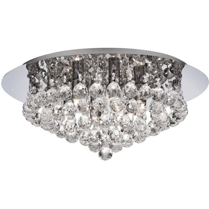 Searchlight Plafondlamp Hanna chroom glazen kristallen bollen