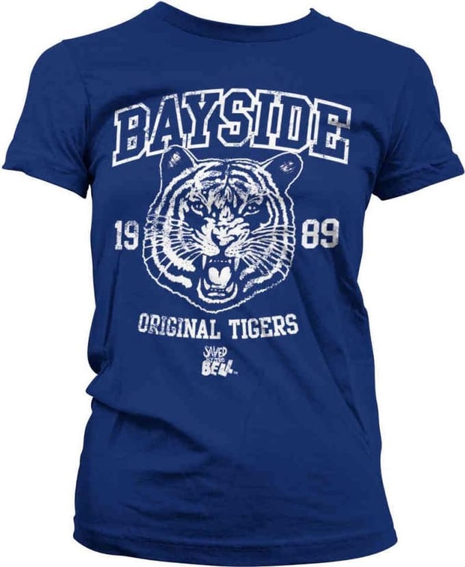 Saved By The Bell Dames Tshirt -S- Bayside 1989 Original Tigers Blauw