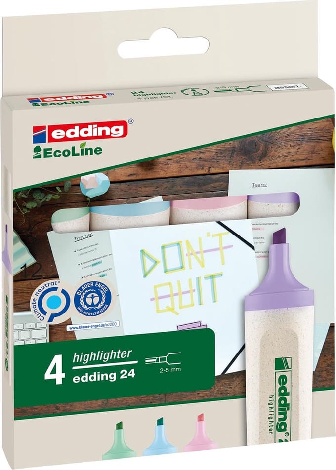 Markeerstift edding 24 eco 2-5mm pastel assorti | 6 stuks