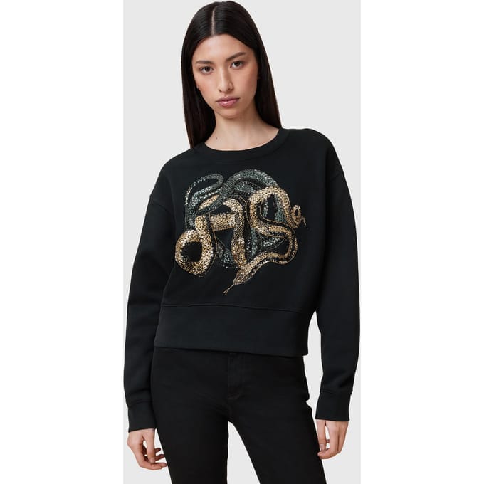 AllSaints Slitha Separo Sweat Black Maat: S | Sweaters Outlet | Dames | Zwart