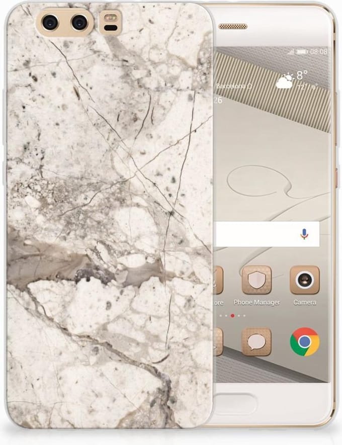 Huawei P10 Plus TPU Siliconen Hoesje Marmer Beige