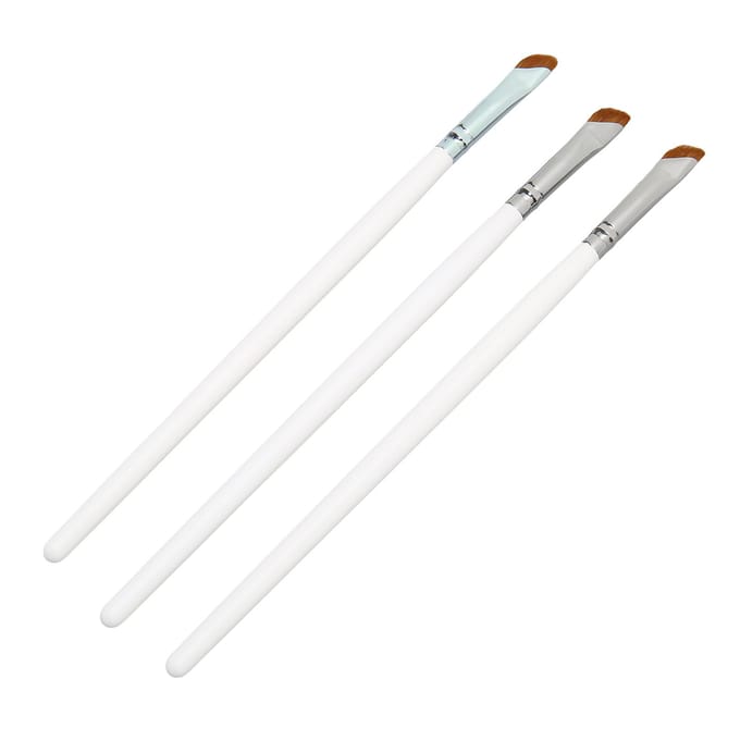 3 stuks Schuine Eyeliner Penseel Ultra Dun Schuin Comfortabele Grip Eyeliner Make-up Penseel Wit white
