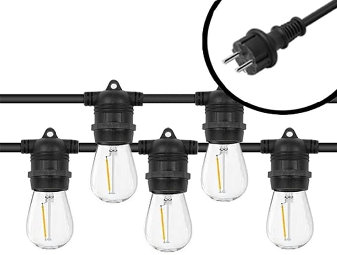 10m Arena Eco Prikkabel – Vaste lampen – Warm Wit 2700K