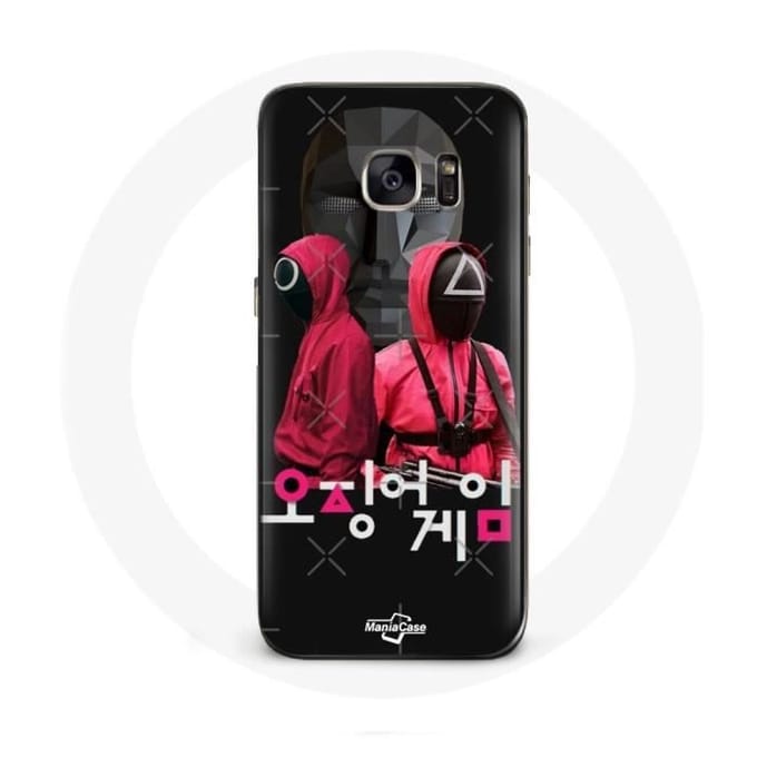 Coque pour Samsung Galaxy S7 Edge Squid Game Affiche masques soldats logo coréen