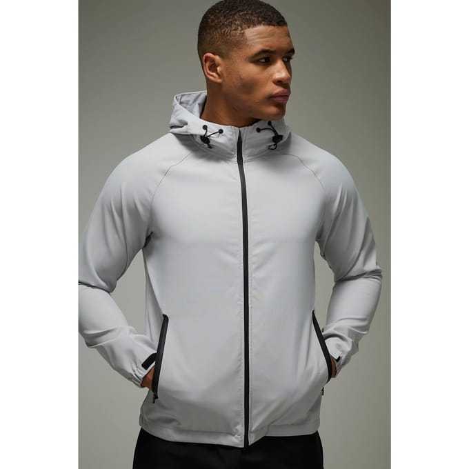 Man Active Regular Fit Windbreaker Jacket | Light Grey | Size Small