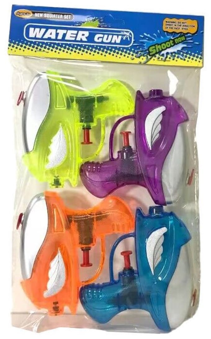 Waterpistooltjes Transparant, 4st.