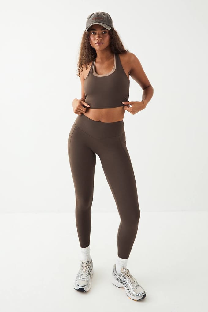 Dames DSGN Studio Ultra Sculpt Hoge Taille Legging met Zakdetail | Espresso | Maat: Medium