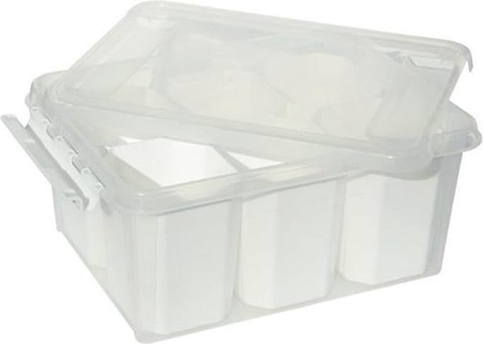 Universal storage box met deksel 400x300x190 mm - incl. 6 witte inzetten