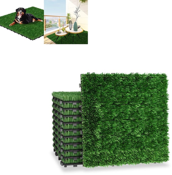 Kunstgras Tegels 30x30 cm – 11 Stuks (1 m²) – Kliktegels – Drainage – Balkon & Terras