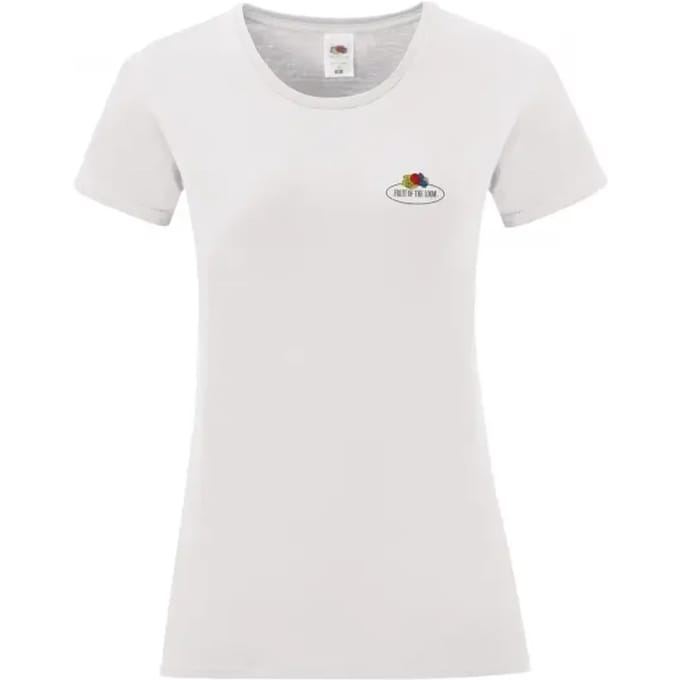 Dames-T-shirt Fruit of the Loom Vintage Small Logo Print