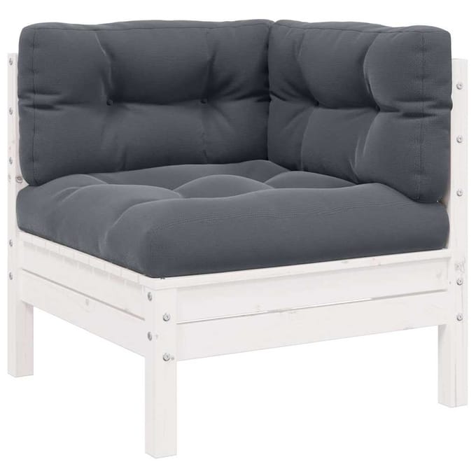 vidaXL - Tuinhoekbank - met - kussens - massief - grenenhout - wit