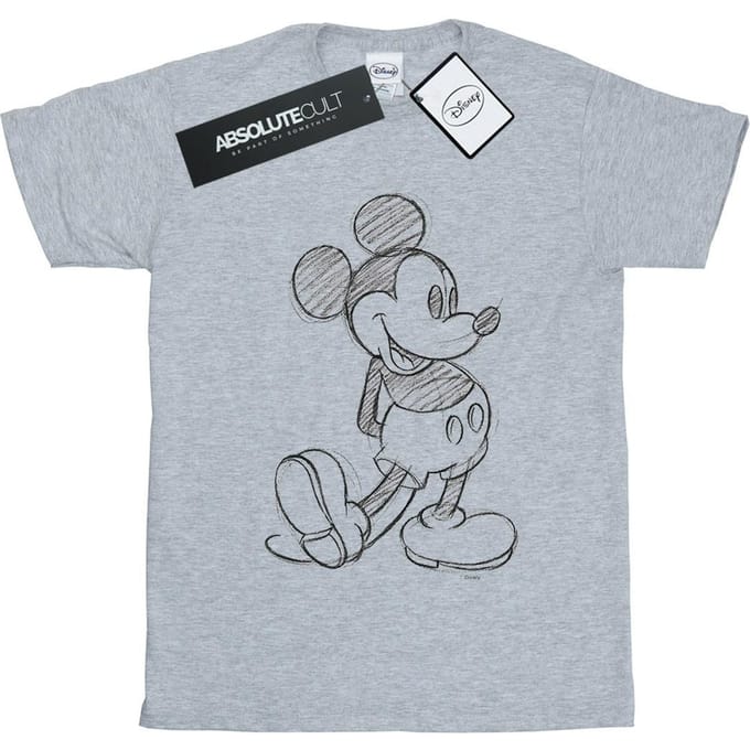 Disney Jongens Mickey Mouse Sketch Kick T-Shirt (Sportgrijs)