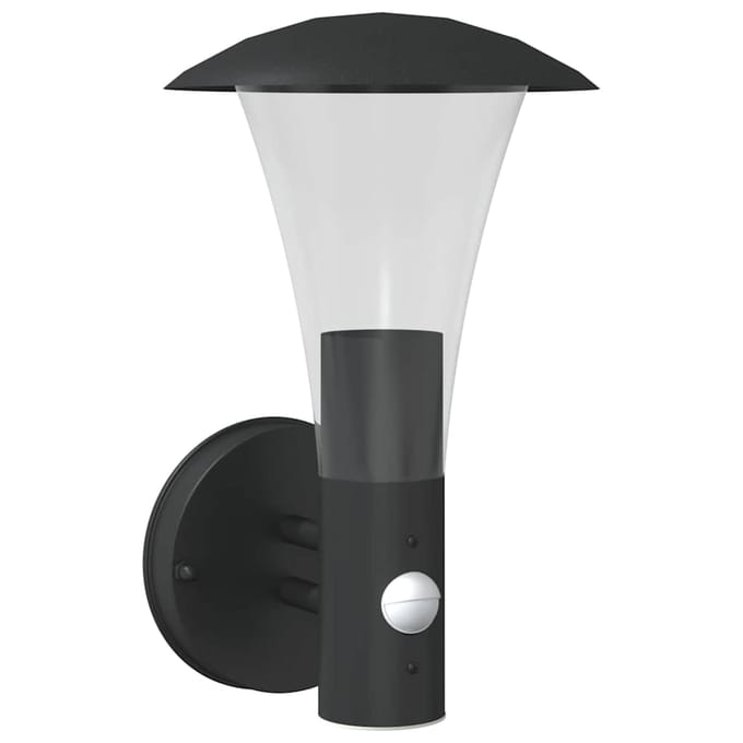 vidaXL Buitenwandlamp met sensor roestvrij staal zwart