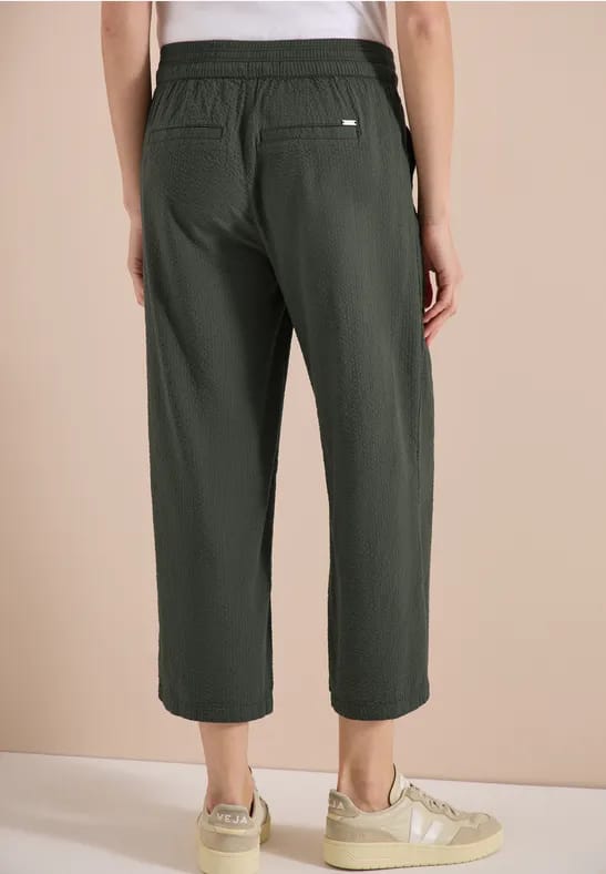 3/4 Wide Legs broek in seersucker kwaliteit