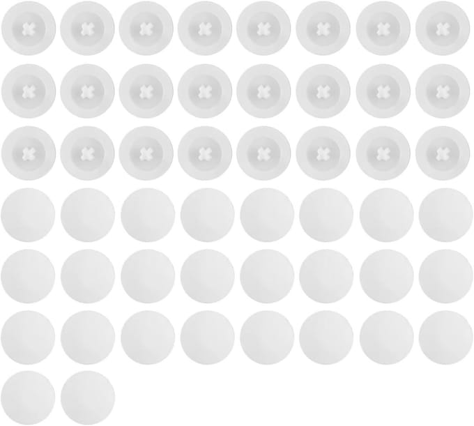 Pack van 50 Decoratieve Schroefdeksels voor Phillips Head Schroeven - Diameter 12 mm - Witte Plastic Schroeven - Deksel